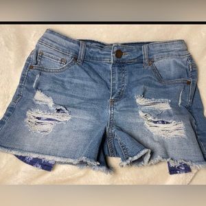 Ripped blue Jean shorts